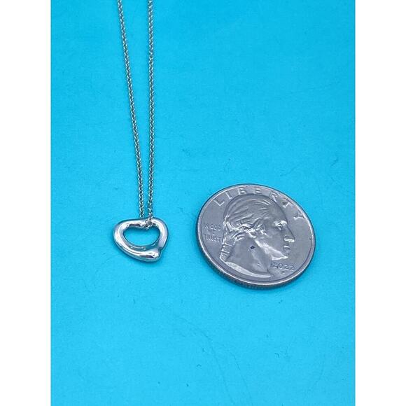 Authentic Tiffany & Co Elsa Peretti Small Open Heart Pendant Necklace 16" - Picture 6 of 11
